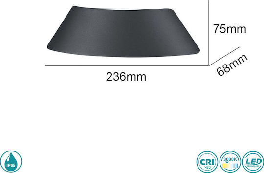 Sun Light Стенен Външен Плафон LED IP65 19W с Топло бяло Светлина Двоен лъч 23.6x6.8εκ.