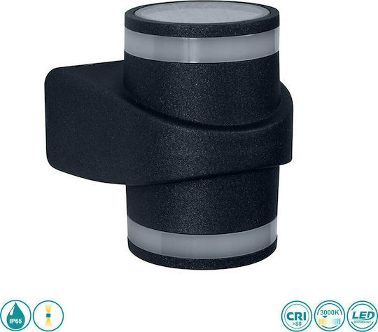 Sun Light Επιτοίχια Εξωτερική Πλαφονιέρα LED IP65 5W με Θερμό Λευκό Φως Διπλής Δέσμης 13x14εκ.