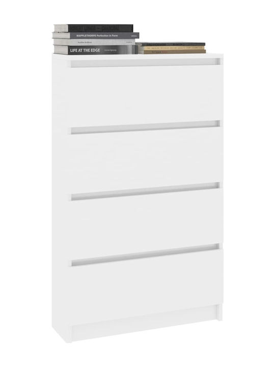 Wooden Chest of Drawers with 4 Drawers White 60x35x98.5cm