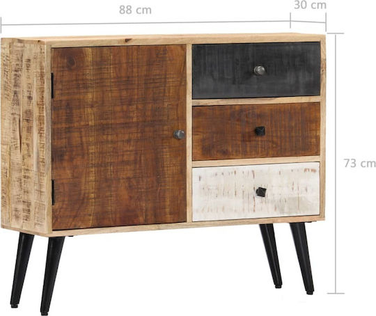 Chest of Drawers of Solid Wood with 3 Drawers 88x30x73cm