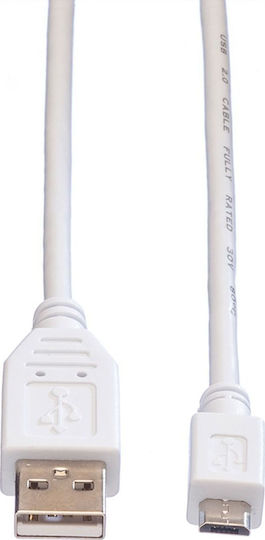 Roline Regular USB 2.0 to micro USB Cable Λευκό 1.8m (11.99.8752)