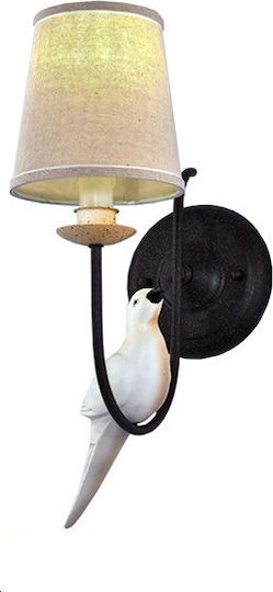 GloboStar Bird Vintage Lumină de Perete cu Soclu E14 Negru 16x16x16cm