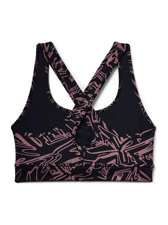 Mid Crossback Print Mash Up Γυναικείο Αθλητικό Μπουστάκι Μαύρο