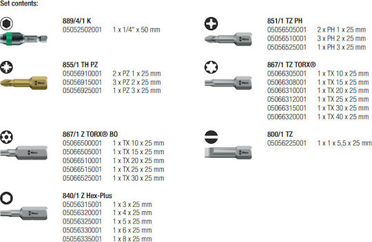 Wera Bit BC 30 Universal 1 Set 30 Screwdriver Bits