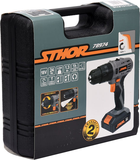Sthor 78974 Șurubelniță Cu Percuție Mașină De Găurit Cu Baterie 18V 1x1.3Ah