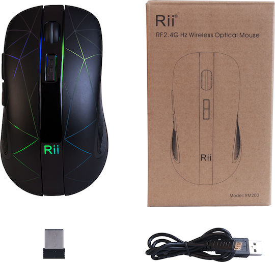 Riitek Rii RM200 Ασύρματο Gaming Ποντίκι Μαύρο