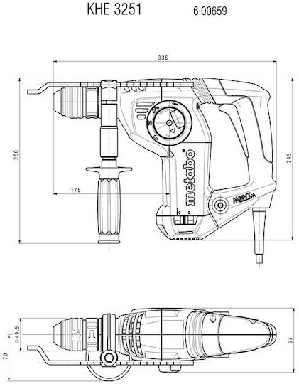 Metabo KHE 3251 Impact Demolition Hammer Electric 800W with Chuck SDS Plus / Quick 600659000