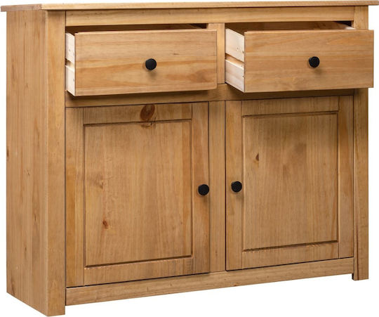 Sideboard Panama Made of Solid Wood with Drawers Beige 93x40x80cm