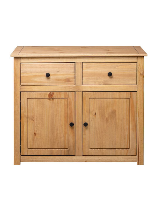 Sideboard Panama Made of Solid Wood with Drawers Beige 93x40x80cm