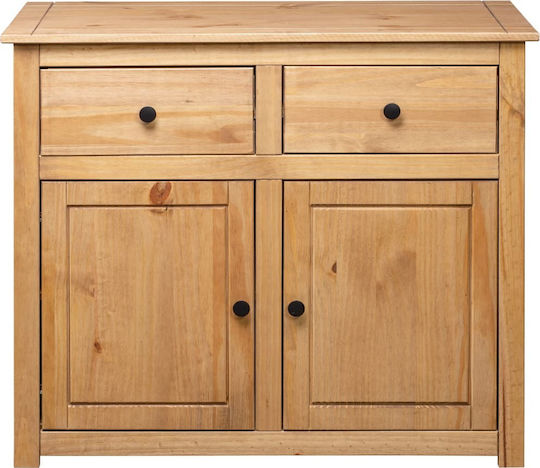 Sideboard Panama Made of Solid Wood with Drawers Beige 93x40x80cm