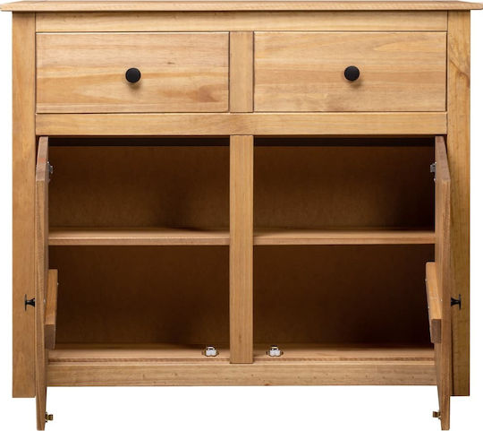 Sideboard Panama Made of Solid Wood with Drawers Beige 93x40x80cm