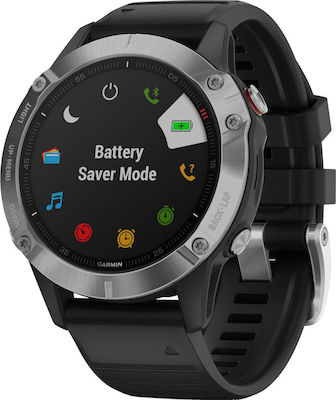 Fenix 6 47mm Smartwatch mit Pulsmesser (Silver with Black Band)