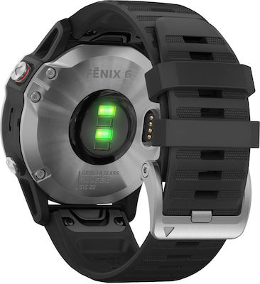 Fenix 6 47mm Smartwatch mit Pulsmesser (Silver with Black Band)