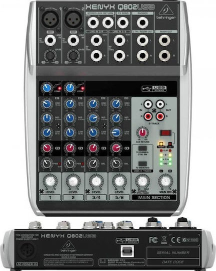 Behringer XENYX-Q802 USB Αναλογική Κονσόλα 8 Καναλιών με Phantom Power & 2 Εισόδους XLR