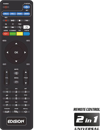 Edision Satellite Decoder Piccollo 01-07-0016 Full HD (1080p) DVB-C / DVB-S / DVB-S2 / DVB-T / DVB-T2 with PVR Recording Function in Black Color