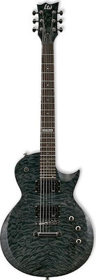 ESP Electric Guitar LTD EC-100QM with HH Pickups Layout, Rosewood Fretboard in See-Through Black