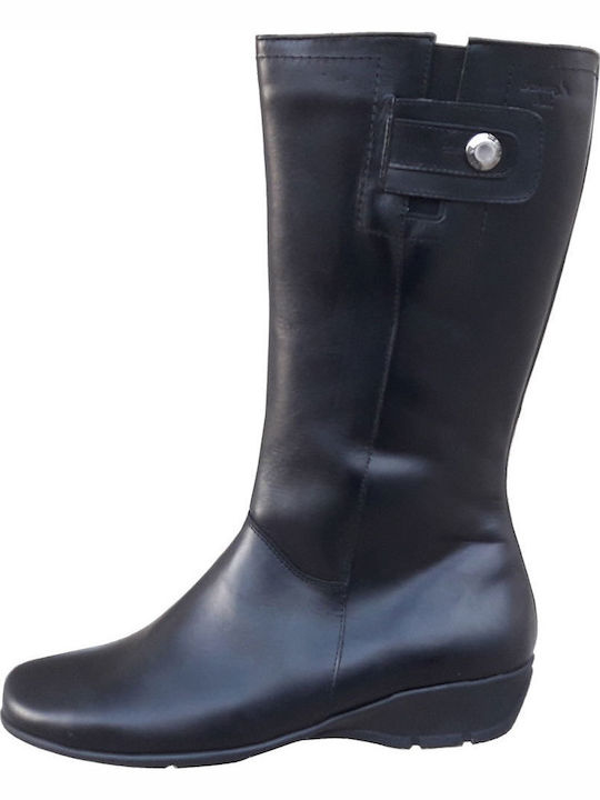 Anatomic Leather Women's Boots with Rubber / Zipper Black