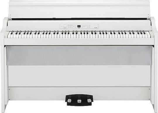 Korg Electric Upright Piano G1 Air Set with 88 Weighted Keys Built-in Speakers and Connection with Headphones and Computer White