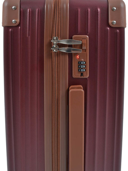 Ankor Travel Suitcases Hard Burgundy Max Height 70cm with 4 Wheels Set of 3 Pieces