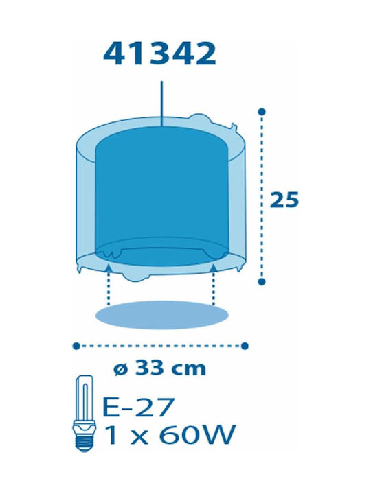 Ango Kids Plastic Single Ceiling Light E27 Clouds Green 23W