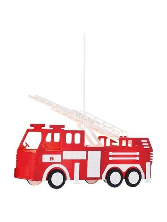 Aca Kids Wooden Chandelier Ceiling Light E27 Fire Truck Red 13W
