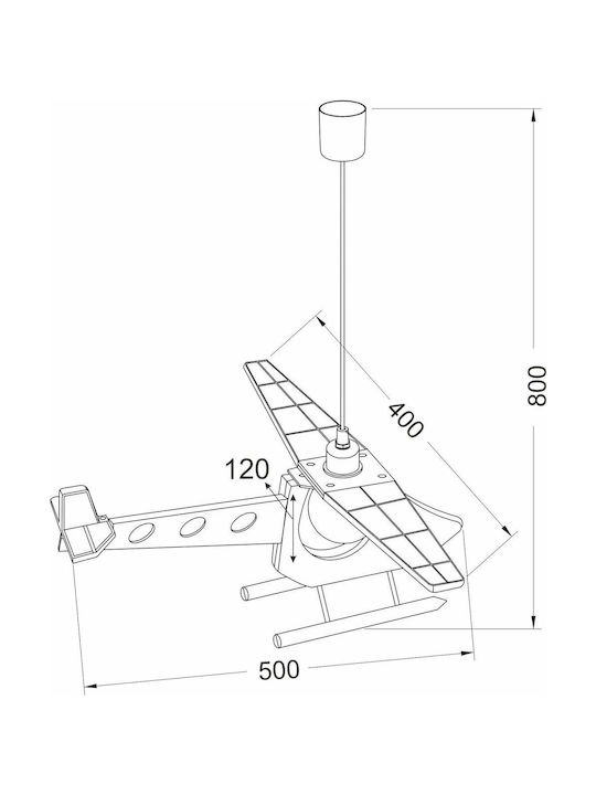 Aca Kids Wooden / Plastic Single Ceiling Light E27 Helicopter Red 40W