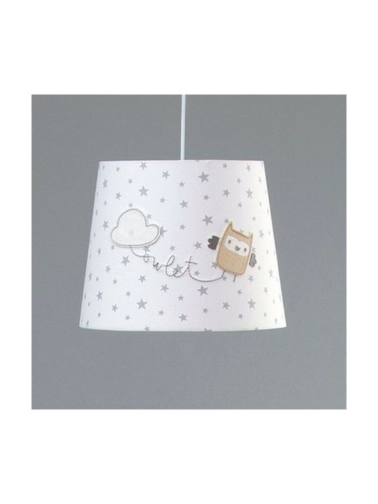 Funna Baby Owlet Single Bulb Kids Lighting Pendant of Fabric 60W In White Colour 26x26cm