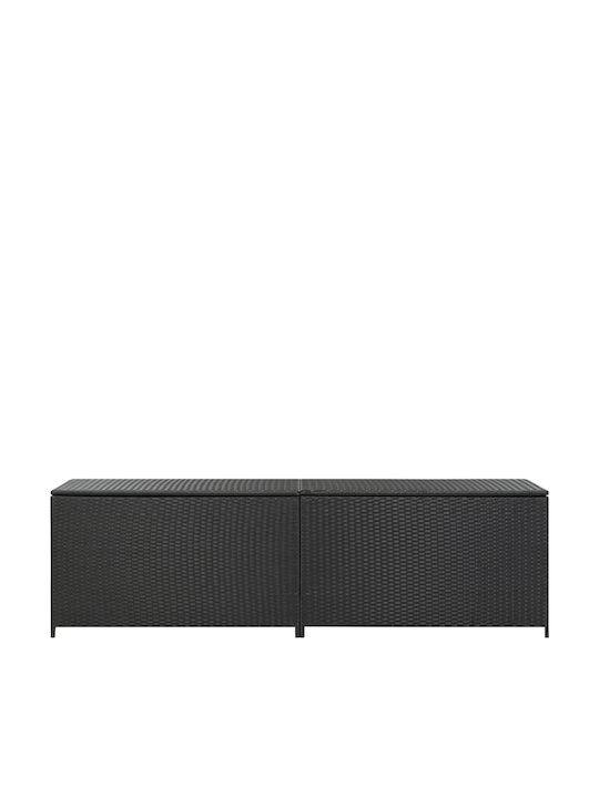 vidaXL Außenlagerbox Rattan Schwarz L200xB50xH60cm