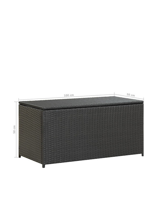 vidaXL Cutie de depozitare pentru exterior Rattan Negru L100xW50xH50buc