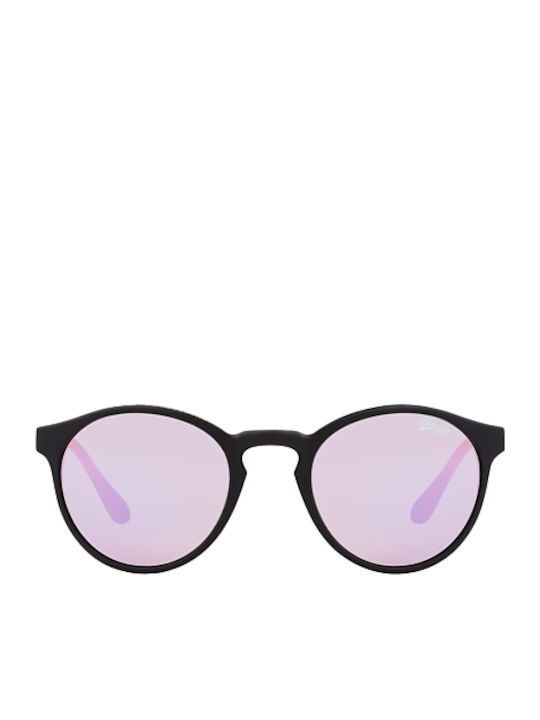 Superdry Saratoga Men's Sunglasses with Black Plastic Frame and Pink Mirror Lens