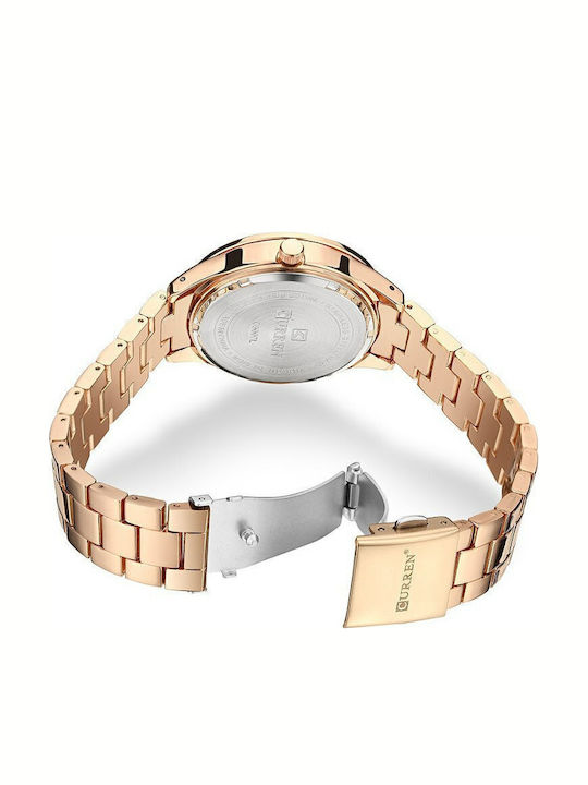 Curren Women's Watch with Pink Gold Metal Bracelet