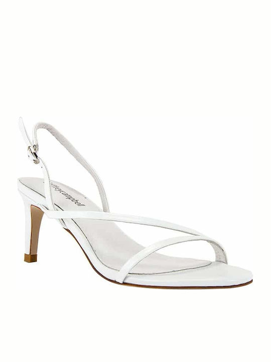 Jeffrey Campbell Women's Sandals Morph White with Thin Medium Heel 0101002830