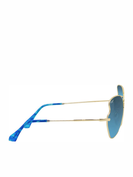 OJO Sunglasses Shield Oculus Γυναικεία Γυαλιά Ηλίου με Χρυσό Μεταλλικό Σκελετό και Μπλε Καθρέφτη Φακό 32OEV58165