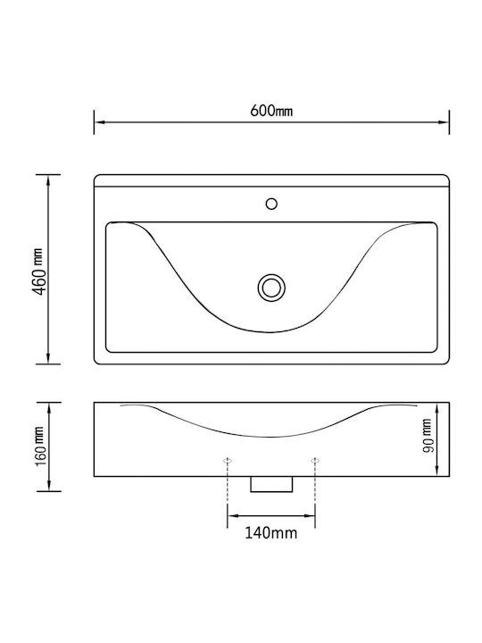 vidaXL Επικαθήμενος Νιπτήρας Κεραμικός 60x46cm Ασημί