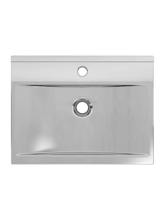 vidaXL Aufgesetztes Waschbecken Keramik 60x46x16cm Silber