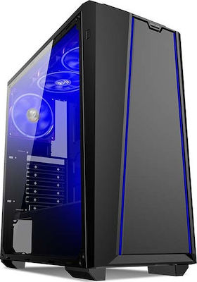 Supercase Predator PR08A Gaming Midi Tower Κουτί Υπολογιστή με Πλαϊνό Παράθυρο και RGB Φωτισμό Μαύρο