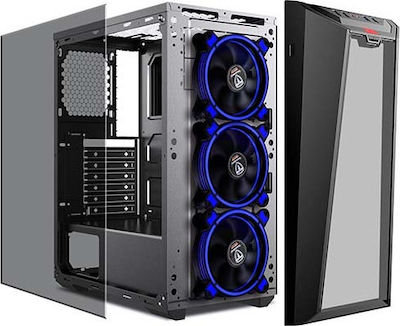 Supercase Predator PR08A Gaming Midi Tower Κουτί Υπολογιστή με Πλαϊνό Παράθυρο και RGB Φωτισμό Μαύρο