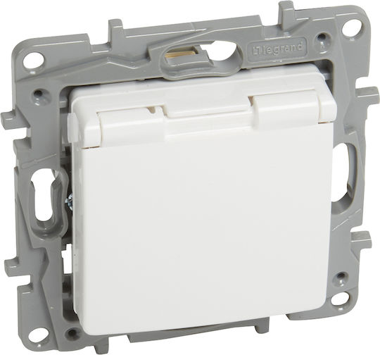 Legrand Niloe Single Recessed Power Socket with Lid White
