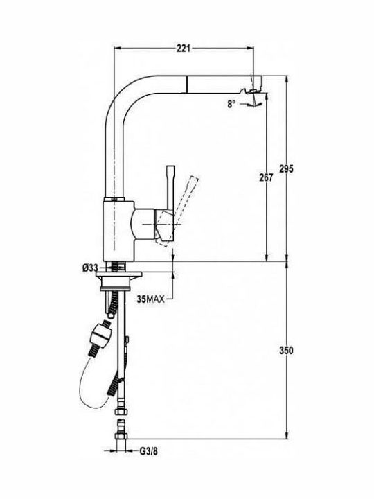 Teka Ark 938 Fashion Μπαταρία Κουζίνας Πάγκου με Αποσπώμενο Ντουζ Ασημί