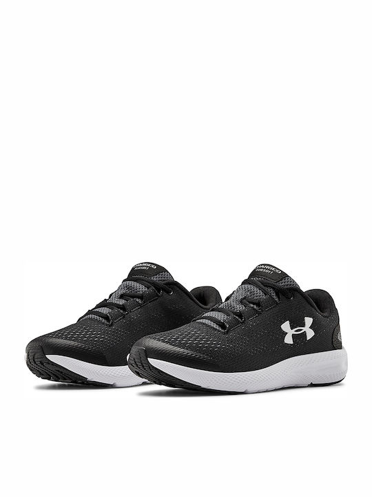 Grade School UA Charged Pursuit 2 Kids Sports Shoes Running with Laces Black