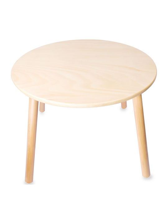 Round Kids Table made of Wood Beige