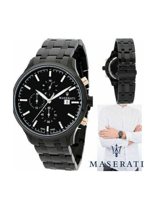 Maserati Battery Chronograph Watch with Metal Bracelet Black