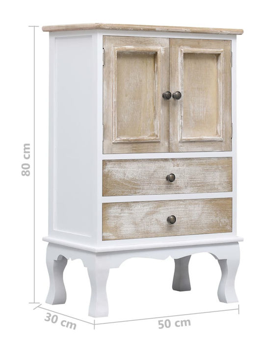 vidaXL Storage Drawer Chest Made of Wood White M50xP30xH80cm