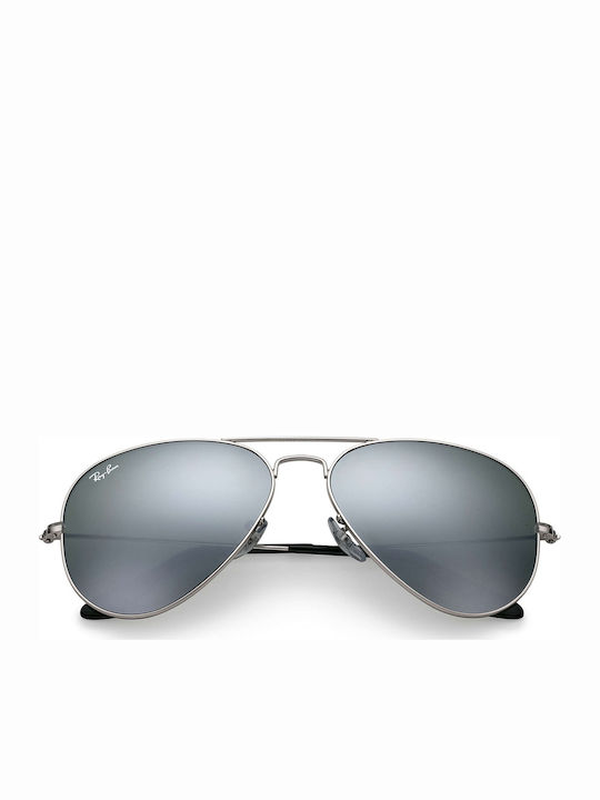 Ray Ban Aviator Unisex Sunglasses with Silver Metal Frame and Silver Mirror Lens RB3025 W3275