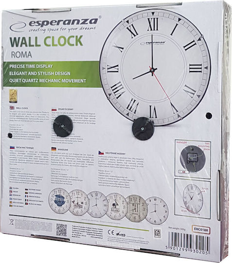 Esperanza Roma Ρολόι Τοίχου Πλαστικό Εκρού Ø30cm