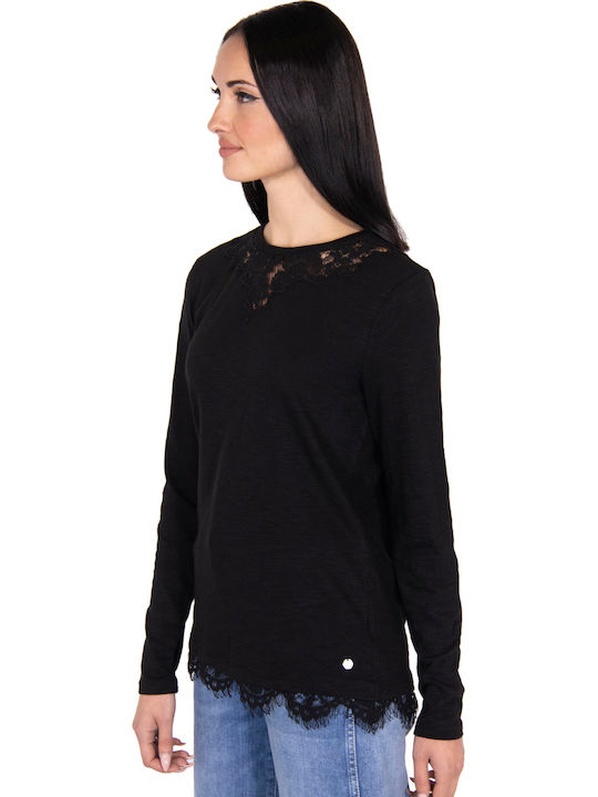 Superdry Ellis Lace Women's Blouse Long Sleeve Black