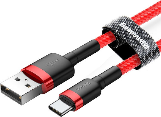 Baseus Cafule Braided USB 2.0 Cable USB-C male - USB-A 18W Κόκκινο 1m CATKLF-B09
