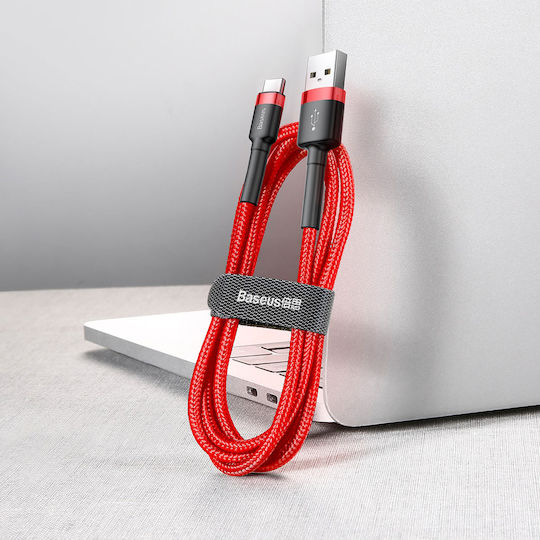 Baseus Cafule Braided USB 2.0 Cable USB-C male - USB-A 18W Κόκκινο 1m CATKLF-B09