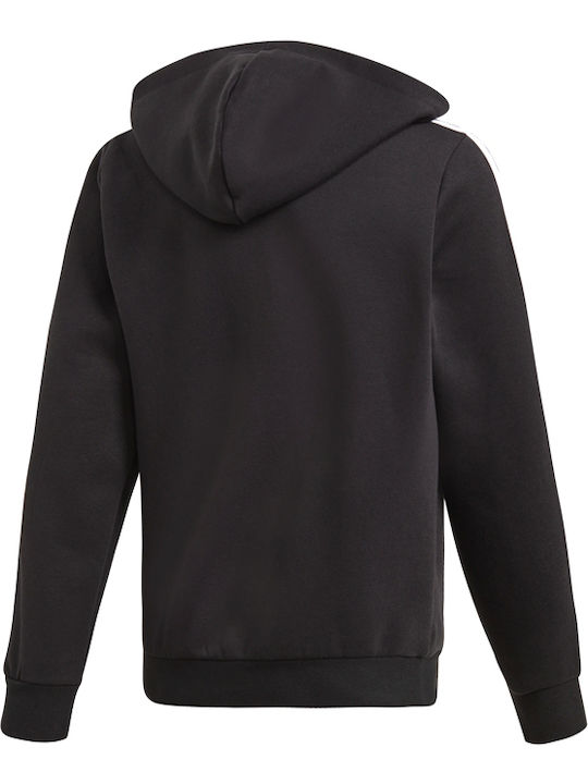 Athletic Kids Sweatshirt Cardigan Cotton with Hood Black Essentials 3-Stripes