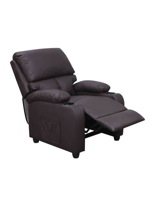 Sunday Πολυθρόνα Relax Massage με Υποπόδιο από Δερματίνη Καφέ 72x89x106cm